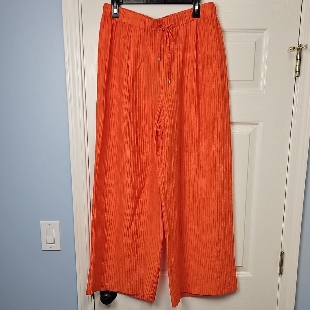 ANTONIO MELANI Harley Wide Leg Textured Pant: Citrus: Size- Large